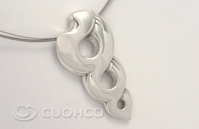 Sterling silver pendant designed to evoke the curves of a conch