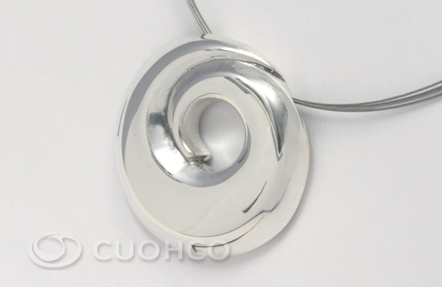 Sterling silver pendant designed in the shape of a vertical spiral